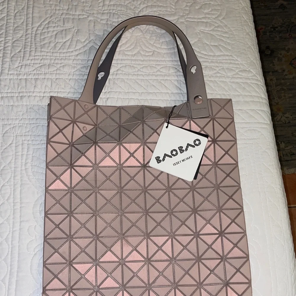 Issey Miyake Pink and Gray Triangular Tote - Picture 1 of 3